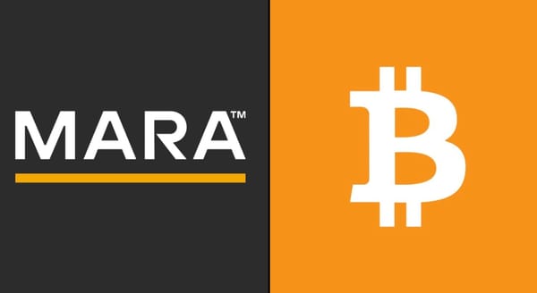 MARA Holdings logo alongside the Bitcoin symbol, representing the strategic link between the world's largest public miner and its $4.7 billion Bitcoin treasury and updated sales policy.